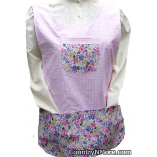 pink gingham floral cobbler apron