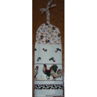 hanging rooster chicken cherry kitchen towel 1192