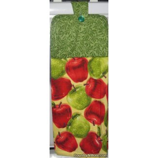 red green apple oven door towel