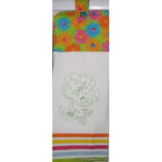 embroidered dragonfly ladybug retro flower oven door towel