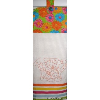 embroidered watering retro flower oven door towel