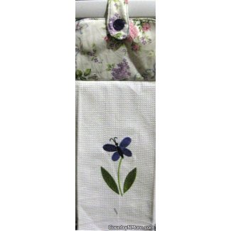 pretty embroidered purple butterfly oven door towel