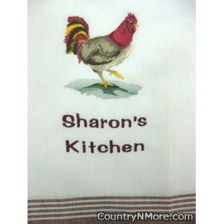 embroidered rooster kitchen towel sharons