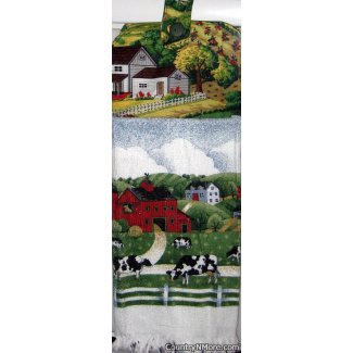 cows grazing farm 1 oven door towel