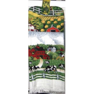 cows grazing farm 3 oven door towel