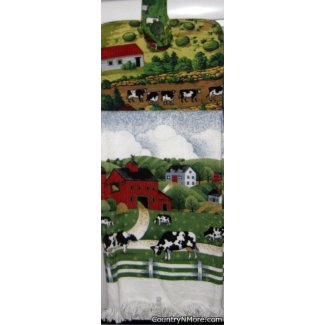 cows grazing farm 5 oven door towel