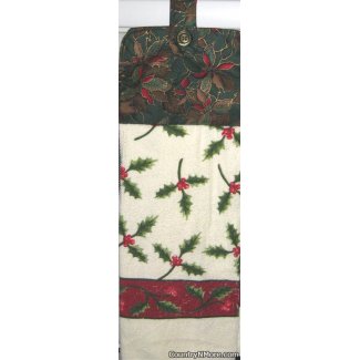 holly poinsettia oven door towel