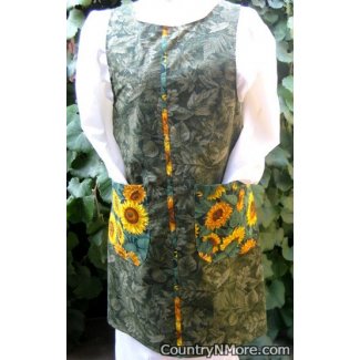 green leaves sunflower canning apron