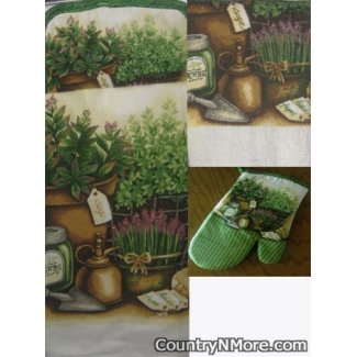 garden herbs potholder dishcloth oven door towel set