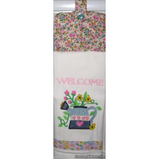 garden welcome embroidered applique oven door towel