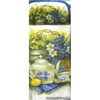 floral teapot potholder oven door towel