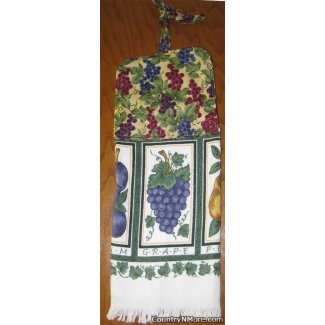 fresh fruit hanging kitchen towel