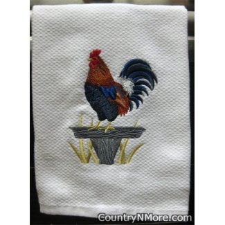 proud jungle fowl rooster kitchen towel