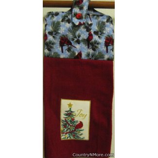 holiday joy cardinal oven door towel