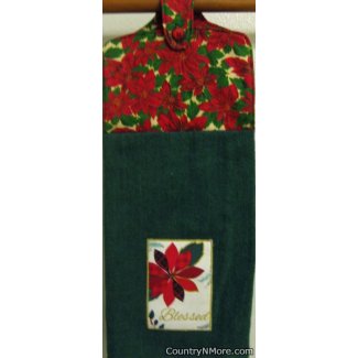 holiday poinsettia christmas green oven door towel