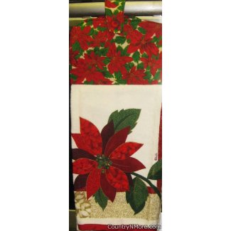 large poinsettia design oven door towel