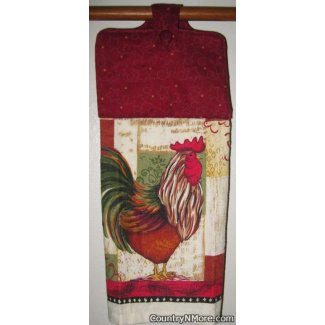 rooster stars oven door towel