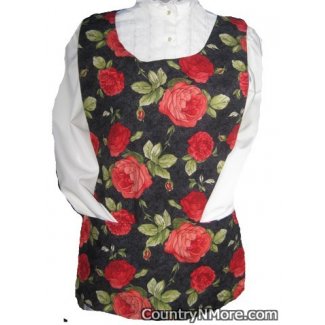 roses poinsettia reversible cobbler apron lg xl