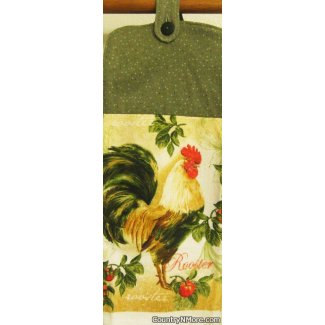 rooster apple oven door kitchen towel