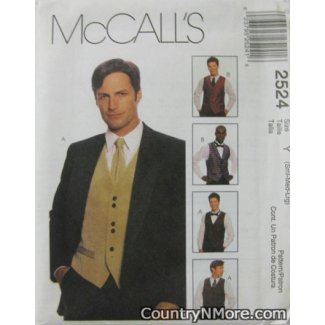 mccalls 2524 mens lined vest tie bow sewing pattern