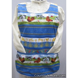 gorgeous country rooster revrsible cobbler apron lg xl