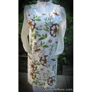 retro brown floral canning apron medium