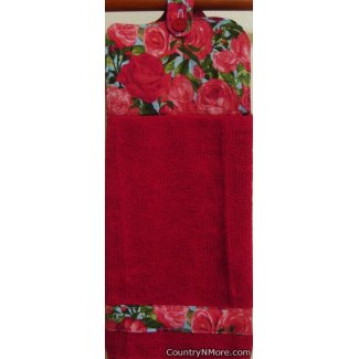 pink red roses oven door kithen tea towel