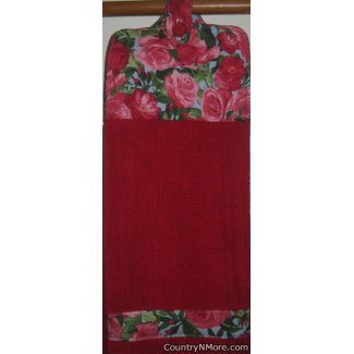 pink red roses oven door kithen tea towel 1811