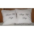 embroidered dance night sleep day pillow cover