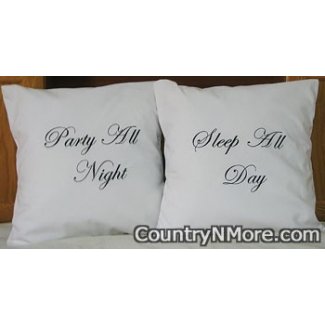 embroidered party night sleep day pillow cover