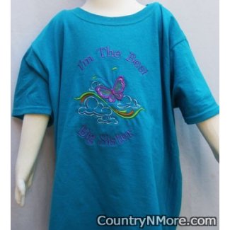 best big sister embroidered t shirt turquoise