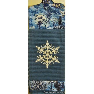 embroidered snowflake winter oven door towel