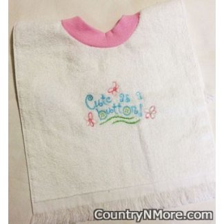 embroidered cute button baby girl bib