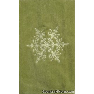 embroidered snowflake kitchenbath towel light green