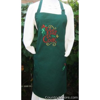 kiss cook christmas holiday embroidered bbq apron