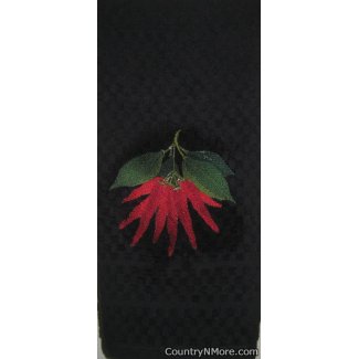 embroidered chili pepper kitchen towel black