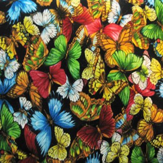 butterflies black fabric