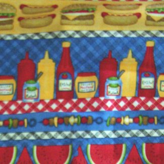 hot dogs burgers condiments fabric