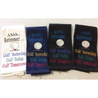 embroidered retirement golf towel gift men women